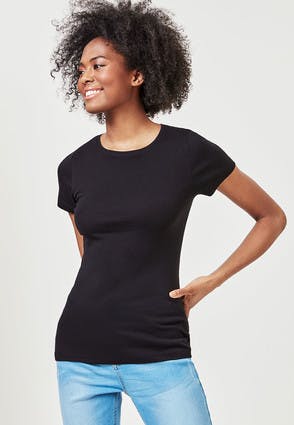 Womens Black Crew Neck T-Shirt