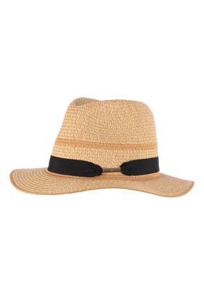 Womens Black Band Panama Hat