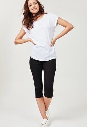 Womens Black Cropped Kate Jeggings