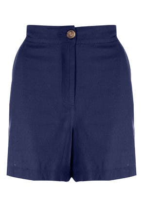 Womens Navy Linen Shorts