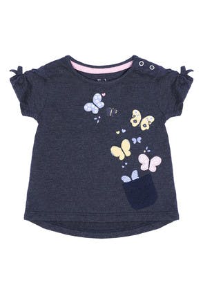 Baby Girls Navy Butterfly Top