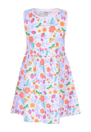 Younger Girls White Ditsy Floral Dress
