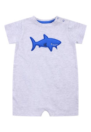 Baby Boys Grey Shark Romper