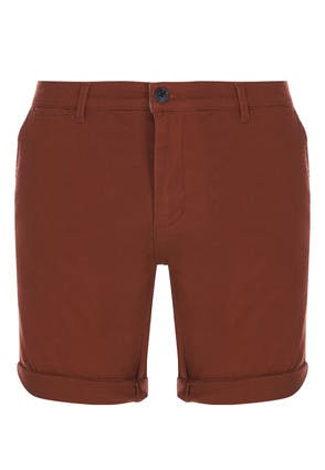 Mens Rust Chino Shorts with Pockets