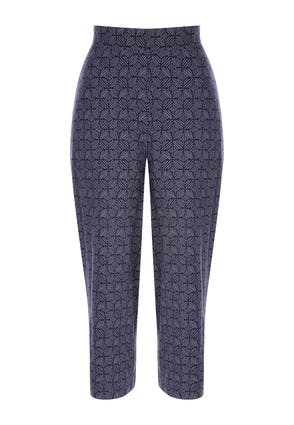 Womens Navy Geo Cropped Lounge Trousers