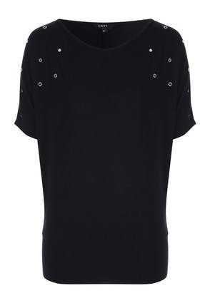 Womens Envy Embellished Batwing Top