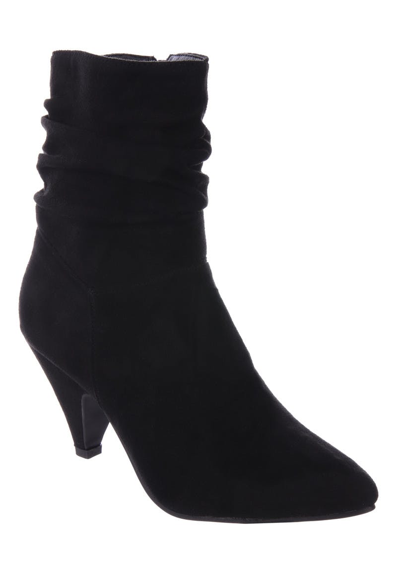 Womens Black Faux Suede Cone Heel Boots | Peacocks