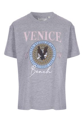 Womens Grey Venice Beach Slogan T-Shirt