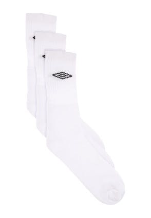 Mens 3pk White Umbro Sports Socks