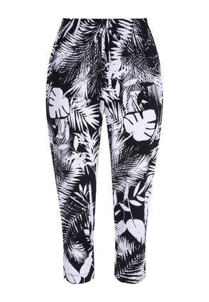 Womens Cropped Palm Print Trousers