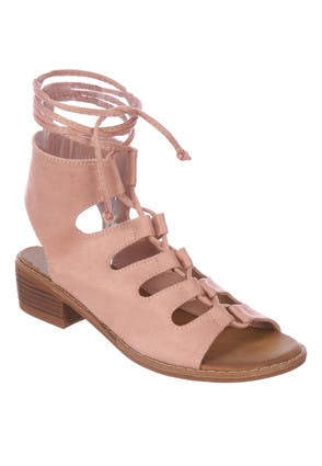 Womens Pink Lace-Up Sandals
