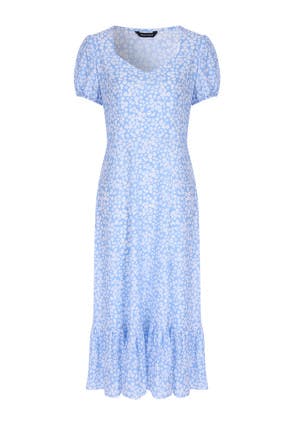 Womens Blue Floral Midi Dress