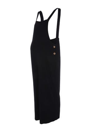 Womens Maternity Black Button Detail Dungarees