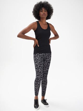Womens Grey and Black Leopard Print Leggings