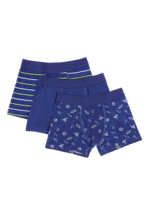 Younger Boys 3pk Blue Space Trunks