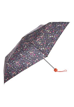 Womens Black Floral Supermini Umbrella