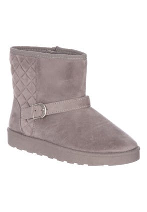 Womens Grey Quilted Fur Lined Boots
