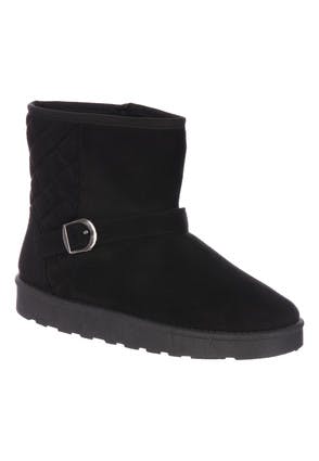 Womens Black Quilted Fur Lined Boots
