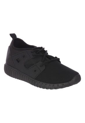 Older Boys Black Runner Trainers with Laces