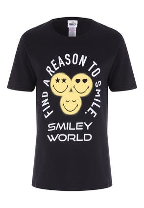Older Girls Black SmileyWorld Face T-Shirt