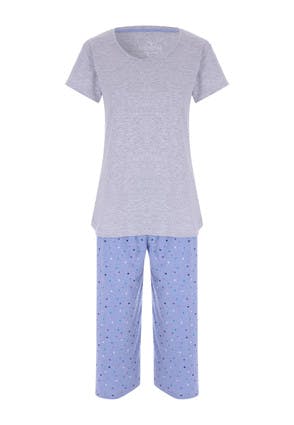 Womens Blue Spot Pyjama Set