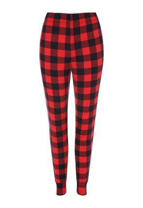 Womens Red Check Slim Leg Pyjama Bottoms