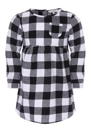 Younger Girls Black and White Check Dress