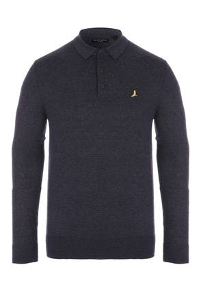 Mens Charcoal Polo Neck Jumper
