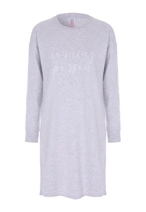 Womens Grey Slogan Sweatshirt Nightdress