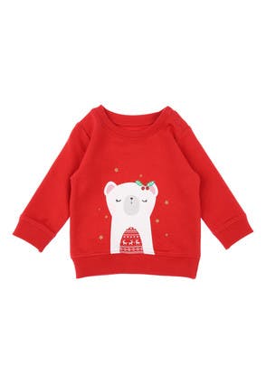 Baby Girls Red Polar Bear Christmas Sweater