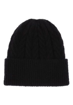 Womens Black Cable Knit Beanie