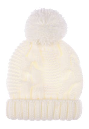 Older Girls Cream Cable Knit Hat