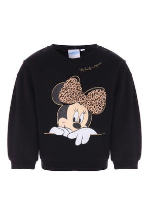 Younger Girls Black Glitter Minnie Mouse Sweatshirt