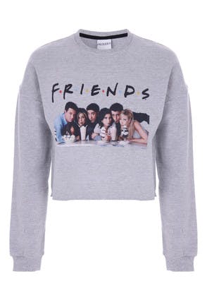 Older Girls Grey Friends Cropped Sweatshirt