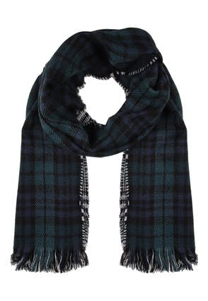 Womens Green Check Reversible Scarf
