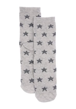 Womens 1pk Grey Star Socks