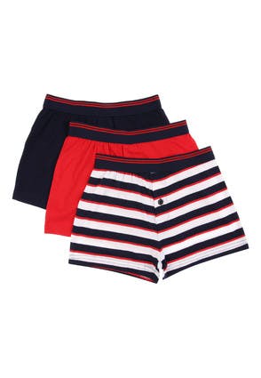 Boys 3pk Navy and Red Loose Fit Boxers