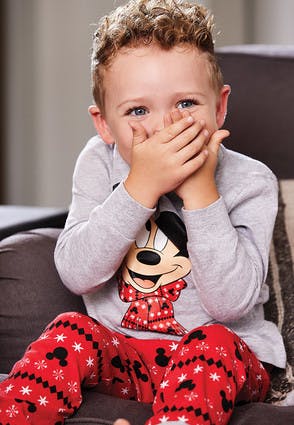 Boys Grey and Red Mickey Mouse Pyjama Set