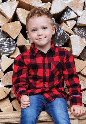 Younger Boys Red and Black Buffalo Check Shirt
