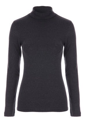 Womens Charcoal Roll Neck Top