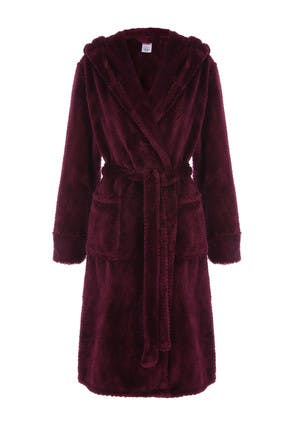 Womens Wine Sherpa Dressing Gown