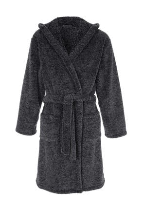 Mens Charcoal Sherpa Dressing Gown
