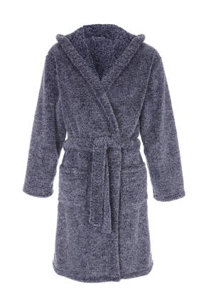 Mens Navy Sherpa Dressing Gown