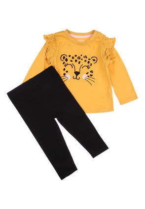 Baby Girl Mustard Leopard Legging Set