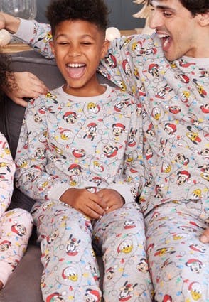 Boys Grey Disney Christmas Lights Pyjama Set