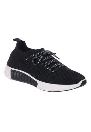 Womens Black Knitted Runner Trainers