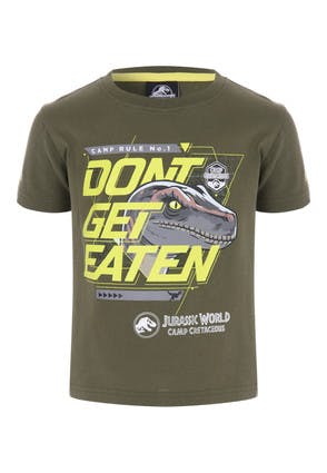 Younger Boys Khaki Don't Get Eaten Jurassic World T-shirt
