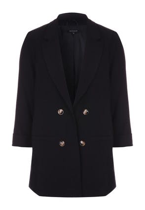 Womens Black Double Breasted Blazer