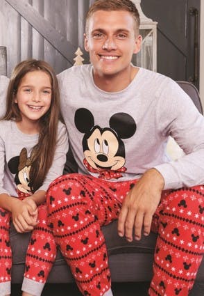 Mens Grey and Red Mickey Mouse Pyjama Set