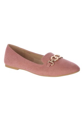 Womens Pink Slip-On Loafers